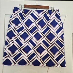 MELLY M Size 10 Blue White Pink Diamond Print A-Line Skirt